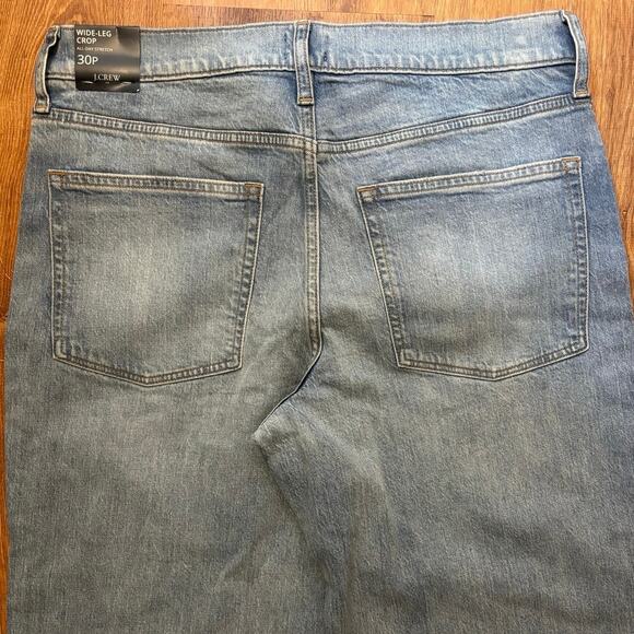 NWT J.Crew Wide Leg Cropped Jean In All Day Stretch Spring Storm Wash Size 30P - Picture 8 of 8